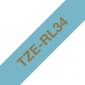 Cartouche ruban Brother 12mm Tissu Doré sur bleu clair TZe-RL34