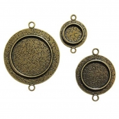 Support en métal bronze rond martelé 3 pièc.