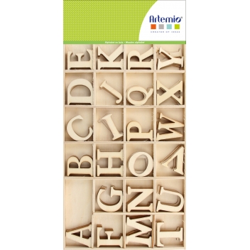 11006354 - 5414135143047 - Artémio - Alphabet en Bois Lettres majuscules (30 mm) Plateau - 2