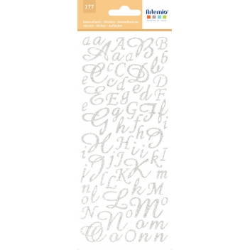 11004049 - 5414135071784 - Artémio - Sticker Alphabet script Argenté pailleté 177 lettres