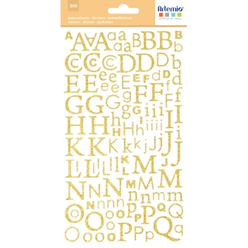 11004047 - 5414135071760 - Artémio - Sticker Alphabet pailleté Doré 300 lettres - 4