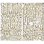 Sticker Alphabet pailleté Doré 300 lettres