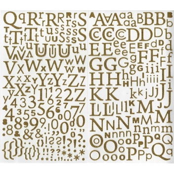 11004047 - 5414135071760 - Artémio - Sticker Alphabet pailleté Doré 300 lettres