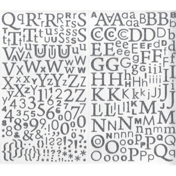 11004048 - 5414135071777 - Artémio - Sticker Alphabet pailleté Argenté 300 lettres