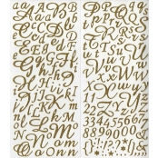 Sticker Alphabet script Doré pailleté 177 lettres