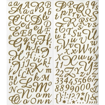 11004050 - 5414135071791 - Artémio - Sticker Alphabet script Doré pailleté 177 lettres - 2