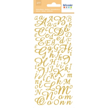11004050 - 5414135071791 - Artémio - Sticker Alphabet script Doré pailleté 177 lettres