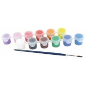 Peinture acrylique 12 pots de 6 ml + 1 pinceau