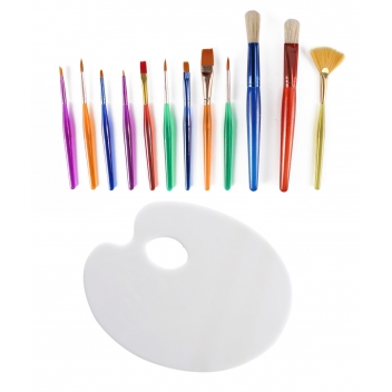 5114 - 3700443551141 - MegaCrea DIY - Pinceaux assortis x 12 + 1 palette