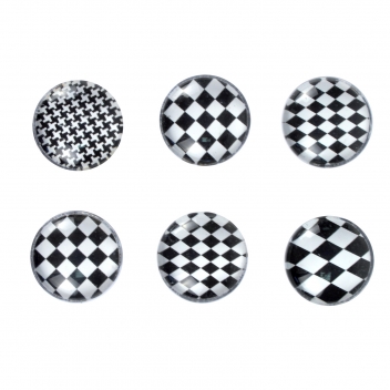 5087 - 3700443550878 - MegaCrea DIY - Magnets mini Damier noir et blanc 1,8 cm x6 pièces