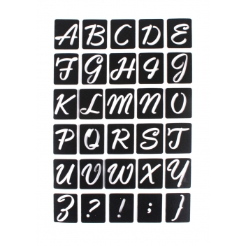 5151 - 3700443551516 - MegaCrea DIY - Pochoir adhésif Alphabet Script 14x20 cm