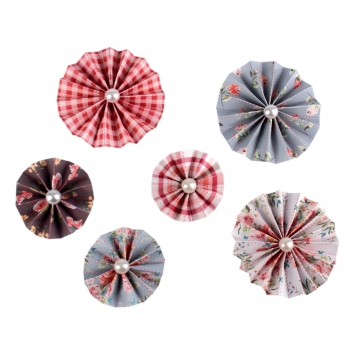 3226 - 3700443532263 - MegaCrea DIY - Rosaces en papier fantaisie 4 à 6 cm Tons gris 6 pièces
