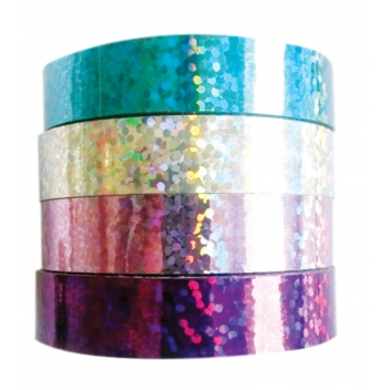3966 - 3700443539668 - MegaCrea DIY - Rubans adhésif Holographique 1 cm 4 pièces