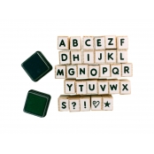 Tampons en bois Alphabet 1 cm + 2 encreurs