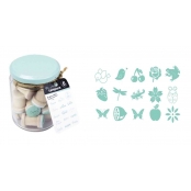 Tampon en bois Insectes fleurs 1,8 cm bocal 15 pièces