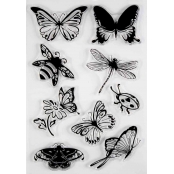Tampon transparent 4 à 5 cm Insectes 9 pièces