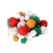 Pompons métallisés 1,5 à 3,5 cm Assortiment 72 pièces