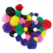 Pompons Couleurs vives 1,5 à 3,5 cm Assortiment 48 pièces