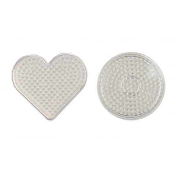 8182 - 3700443581827 - MegaCrea DIY - Plaque pour perles à repasser Rond et coeur 8 cm - 2