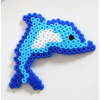 8185 - 3700443581858 - MegaCrea DIY - Plaque pour perles à repasser Dauphin et chien 9 cm