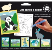 Cartes sable ou paillette 13 x 16 cm animaux x 6 pièces Activités Enfant