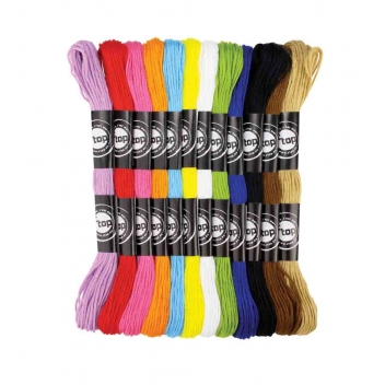 4205 - 3700443542057 - MegaCrea DIY - Fil bracelet brésilien Echeveaux de coton 12 couleurs vives - 3