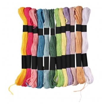 4320 - 3700443543207 - MegaCrea DIY - Fil bracelet brésilien Echeveaux de coton 12 coul. Pastel