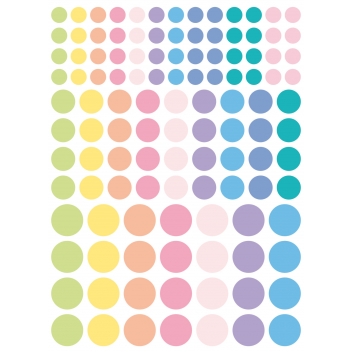 6006 - 3700443560068 - MegaCrea DIY - Gommettes rondes pastel de 1 à 2 cm x 348 pièces