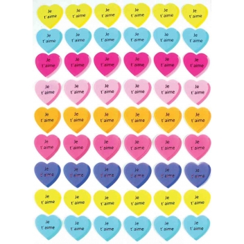 4370 - 3700443543702 - MegaCrea DIY - Stickers coeur je t'aime 2 cm multicolore x 54 pièces - 2