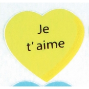 Stickers coeur je t'aime 2 cm multicolore x 54 pièces