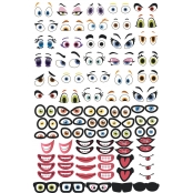 Stickers crazy face Visage Rigolo 0,5 à 3,5 cm 150 pièces