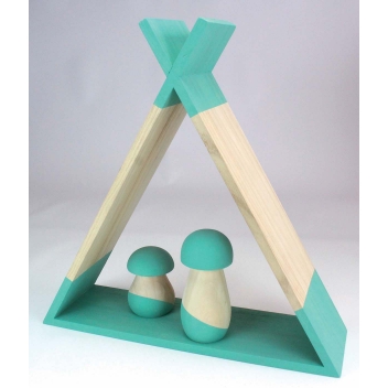 7143 - 3700443571439 - MegaCrea DIY - Etagère tipi en bois 35 x 35 x 10 cm