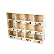 Commode en bois 12 cases porte-étiquettes 41,5 x 31 x 11 cm