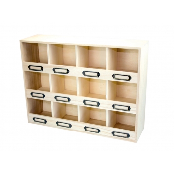7727 - 3700443577271 - MegaCrea DIY - Commode en bois 12 cases porte-étiquettes 41,5 x 31 x 11 cm - 2