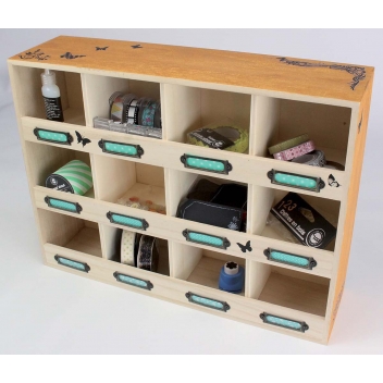 7727 - 3700443577271 - MegaCrea DIY - Petit Casier en bois 12 cases porte-étiquettes 41,5 x 31 x 11 cm - 3