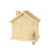 Tirelire en bois forme maison avec cadenas 15 x 8 x 14,5 cm