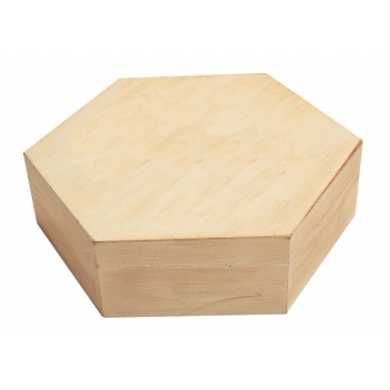 7595 - 3700443575956 - MegaCrea DIY - Boite en bois hexagonale 16.3 x 14.1 H 4,1 cm