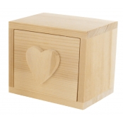 Boite Compartiment en bois coeur 10 x 7,5  H 8.3cm