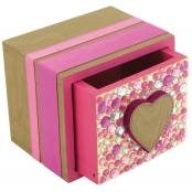 Boite Compartiment en bois coeur 10 x 7,5  H 8.3cm