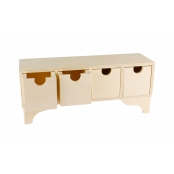 Commode en bois sur pieds 4 tiroirs 29 x 12 x 9 cm