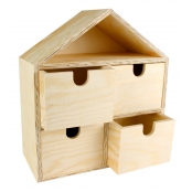 Meuble rangement en bois Maison 4 tiroirs 20x9x22,5 cm