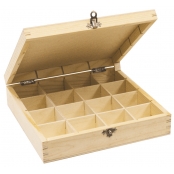 Boite rangement en bois 16 compartiments 25 x 25 H 7 cm