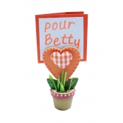 Pot de fleur en bois avec pince Coeur 7,5 x 4 x 11 cm