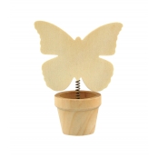 Pot de fleur en bois avec pince papillon 7,5 x 4 x 11 cm