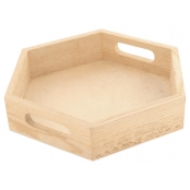 Plateau en bois hexagonal 20 x 18 x 4 cm