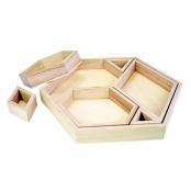 Plateau en bois hexagonal 6 cases amovibles 28 cm
