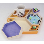 Plateau en bois hexagonal 6 cases amovibles 28 cm