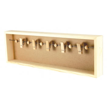 7680 - 3700443576809 - MegaCrea DIY - Cadre en bois pêle mêle cable et pinces 38,5 x 12 x 4 cm - 2