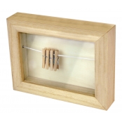 Mini cadre en bois vitré fil et pinces 12,5 x 9,5 cm