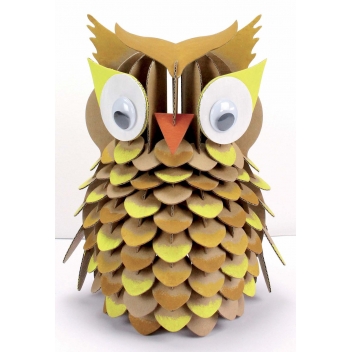 4559 - 3700443545591 - MegaCrea DIY - Maquette en carton à assembler Hibou 20 x 25 cm